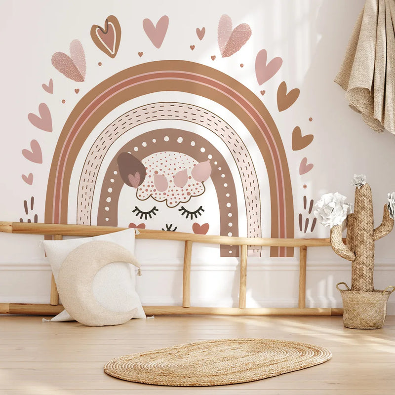 Large Boho Rainbow Child Vinyl Wall Sticker For Baby Room Decor Bedroom Accessories Decorative Adhesive Wallpaper Wall Decor