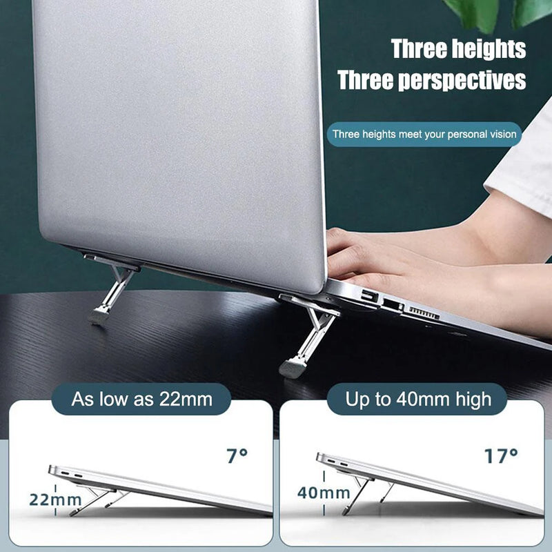 Xnyocn Laptop Stand Aluminum Alloy Mini Folding Holder 3 Height Adjustment Notebooks Bracket Accessories For Macbook Smart Phone