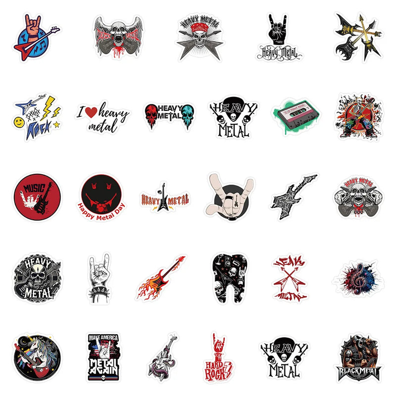 10/30/50PCS Heavy Metals Stickers Rock Cartoon Sticker Music Graffiti Decoration DIY Luggage Laptop Phone Guitar Bike Decals Toy