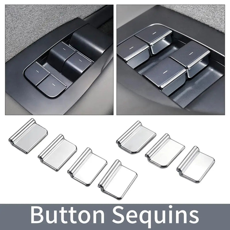 7Pc ABS Chrome Car Window Lift Button Sticker For Tesla Model Y/3/3+ Highland Window Lift Button Patch Accessories Button Switch