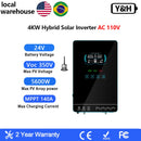 Y&H 3.6KW 4KW Hybrid Solar Inverter 24VDC 110VAC Pure Sine Wave Hybrid Inverter 120A MPPT Solar Controller Run Without Battery