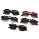 SO&EI Retro Polygon Square Women Rivets Sunglasses Gradient Shades UV400 Men Brand Designer Punk Sun Glasses