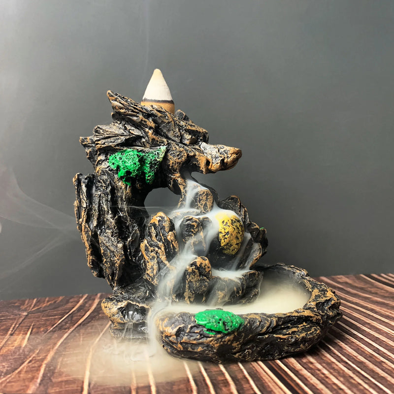 1 Piece Resin Reflowable Incense Holder Auspicious Dragon Spitting Incense Burner, Bedroom, Living Room Coffee Table, Office