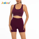 Frete grátis Jcolour Conjunto de Top e Shorts Esportivo Feminino, Respirável e de Secagem Rápida para Yoga e Corrida