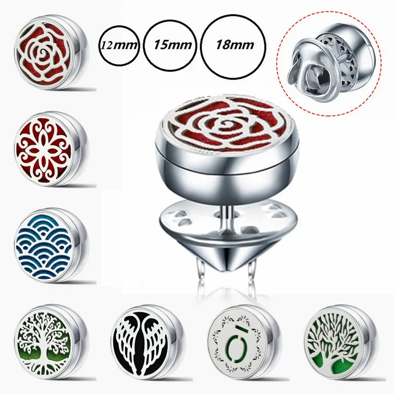 1pc 12mm/15mm/18mm Brooches Cufflinks Diffuser Clip Aromatherapy Clip Essential Oil Locket Stainless Steel Buckle for Women Men