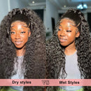 Snwprin 250 Density Deep Wave 13x6 HD Lace Frontal Human Hair Wigs Preplucked Curly 360 Lace Front Wig 100% Human Hair Brazilian