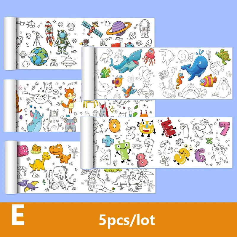 90cm Animal Canvas Children's Drawing Roll DIY Coloring Paper Roll Color Filling Graffiti Paper-cut Painting Educational School