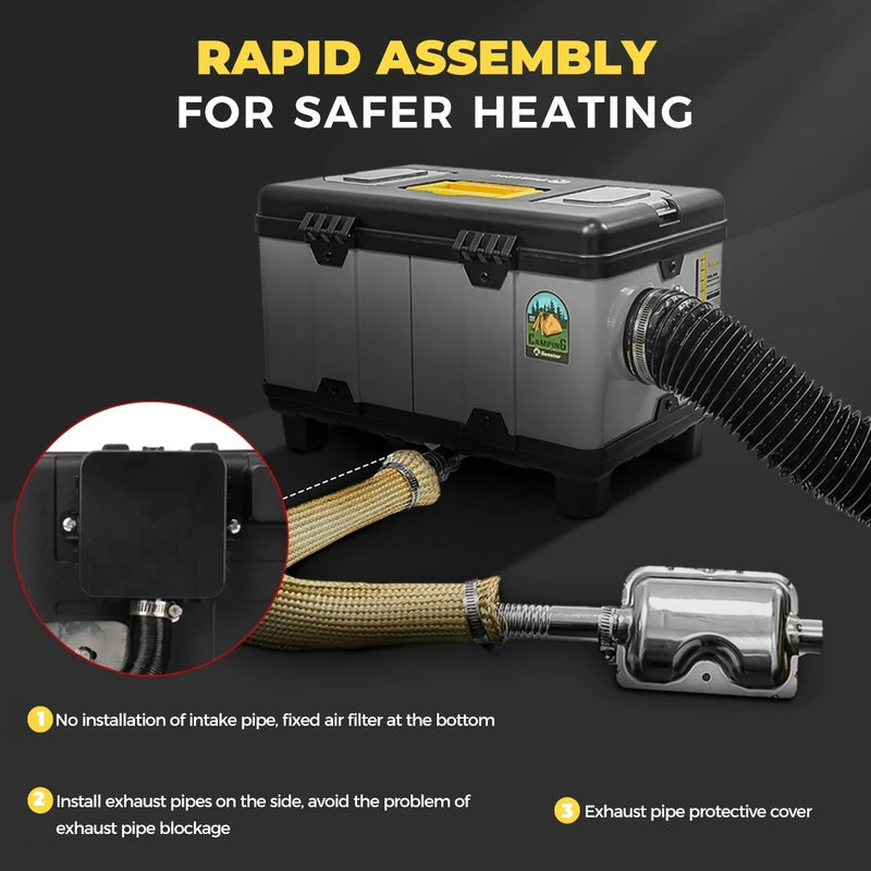 8KW 12V&24V&110-240V toolbox diesel Parking air heater with Turbo Heat Mode&Ultra-Low Noise Night&Bluetooth For Car RV Campervan