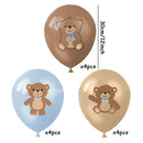 12Pcs Cute Bear Print Balloon 12inch Brown Teddy Bear Latex Cartoon Bear Balloon Happy Birthday Party Decorations Supplies