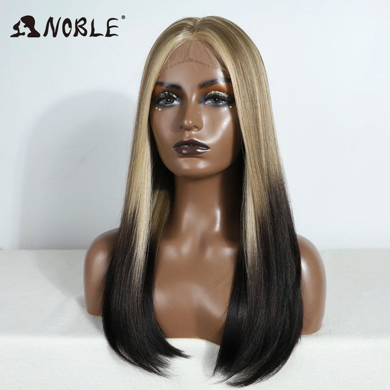 Noble Wig Straight Baby Hair Bob Wig Synthetic Hair Wig 20 Inch Cosplay Glueless Bob Wig For Women Synthetic Lace Front Wig