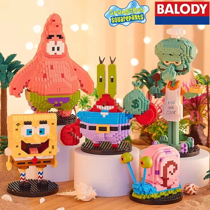 BALODY Spongebob building blocks Patrick Star model Squidward Tentacles Mr. Krabs Gary the Snail figure children's toy gift