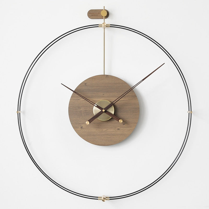 Nordic Luxury Wall Clock Modern Design Silent Large Wall Clocks Home Decor Creative Wood Metal Watch Living Room Home Decoration