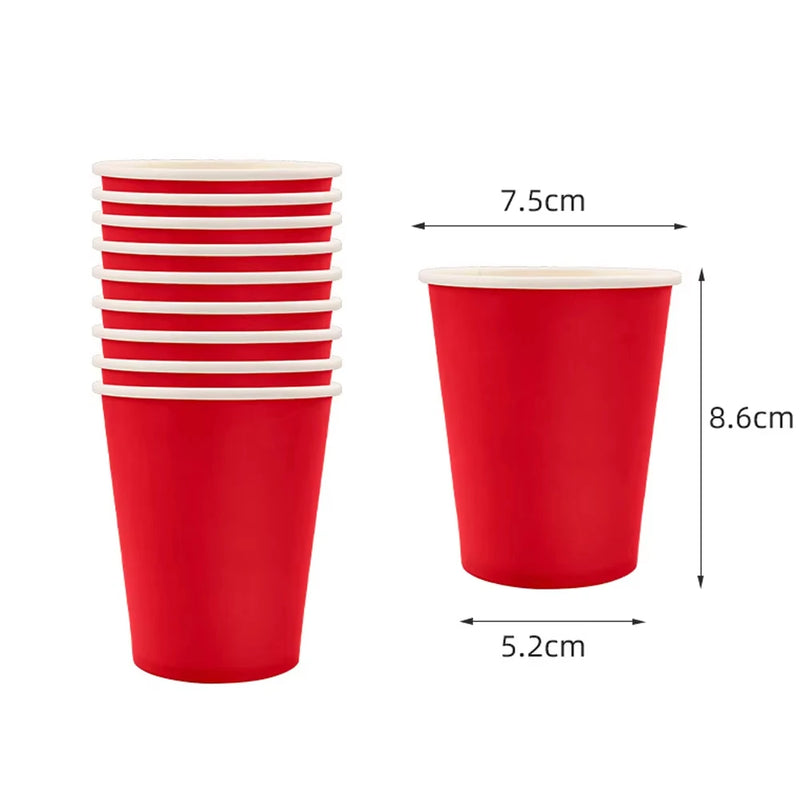 Solid Red Theme Birthday Party Supplies Disposable Dinnerware Paper Napkin Cup Plate Tablecloth Banner for Wedding Decoration
