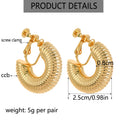 25mm Trendy Round Chunky Texture Bold Clip on Hoop Earrings Wide Metal Gold Without Piercing for Women Jewelry Wholesale 2023