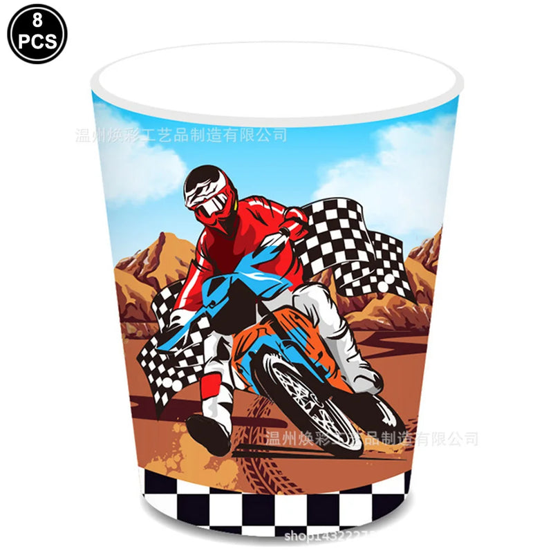 Dirt Bike Tablecloths Cup Napkins Motocross Birthday Party Favors Racing Motorcycle Theme Party Supplies Disposable Table Cover