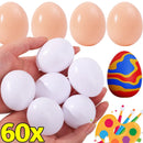 60/10PCS Plastic Simulation Eggs Easter DIY Painted Eggs Happy Eatser Fake Eggs Home Festive Party Decor Supplies Kids Gift Toys
