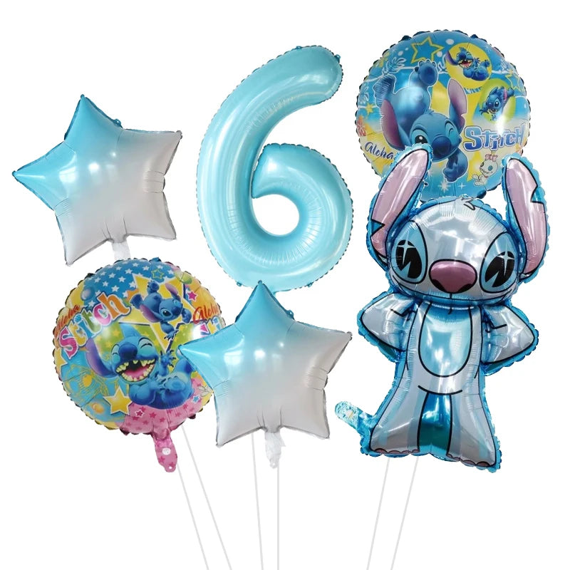 6pcs Disney Lilo & Stitch Party Balloons Stitch 32" Number Balloon set Baby Shower Birthday Party Decorations Kids Toy Gifts