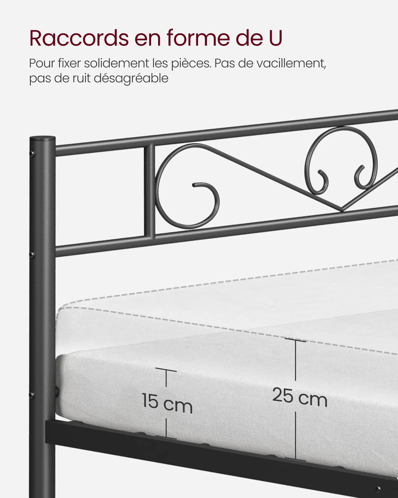 VASAGLE Single Bed Frame, Metal Bed Frame, Fits 90 x 190 cm Mattress, Easy Assembly, for Small Spaces, Guest Room