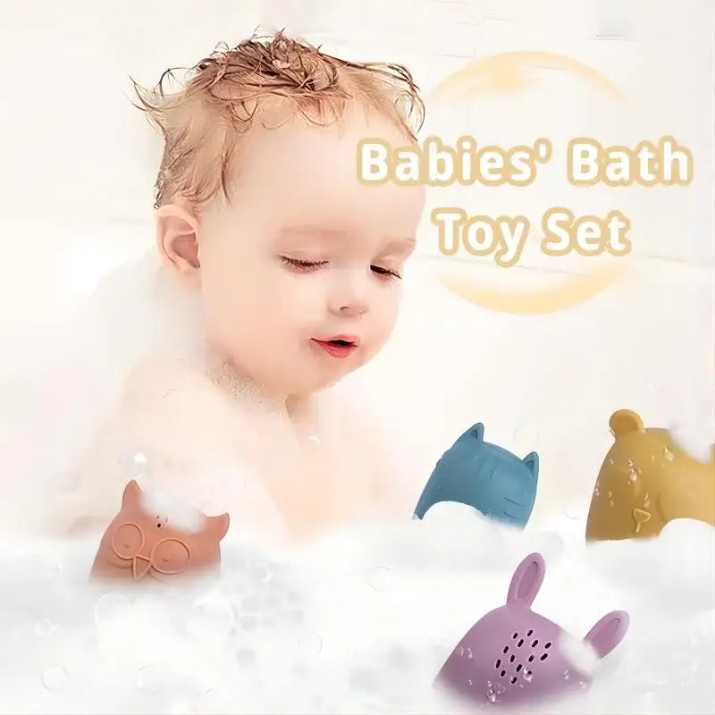 Baby Bath Toys Cute Swimming Clown Fish Clockwork Water Play Toys Bathroom Toddler Silicone Sprinkler Bathtub Animal kids Toy