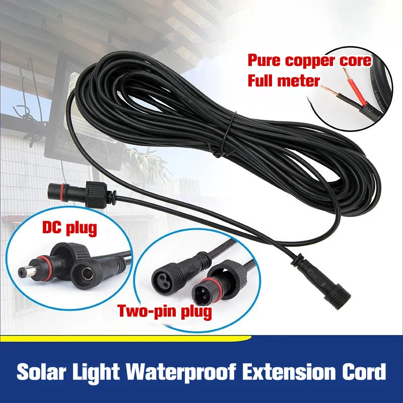 Spike Lights 2pin 5m 22AWG For Solar Spotlights Waterproof Cord Extension Cable Wear Resistant Portable Low Frequency Universal