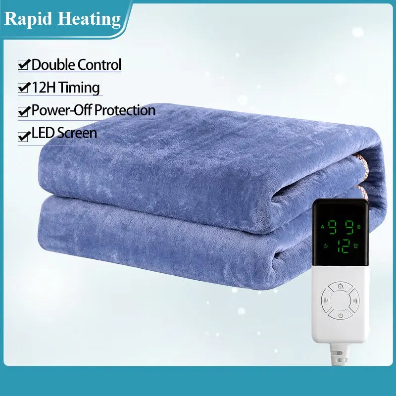 Thermal Soft Sleep Warming Winter Coral Fleece Throw Heated Heating Electric Blanket