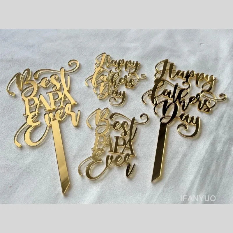 10Pcs Acrylic Dad Birthday Cakes Topper for Father's Day Party DIY Baking Cupcake Decor Tools Happy Birthday Decoration Supplies