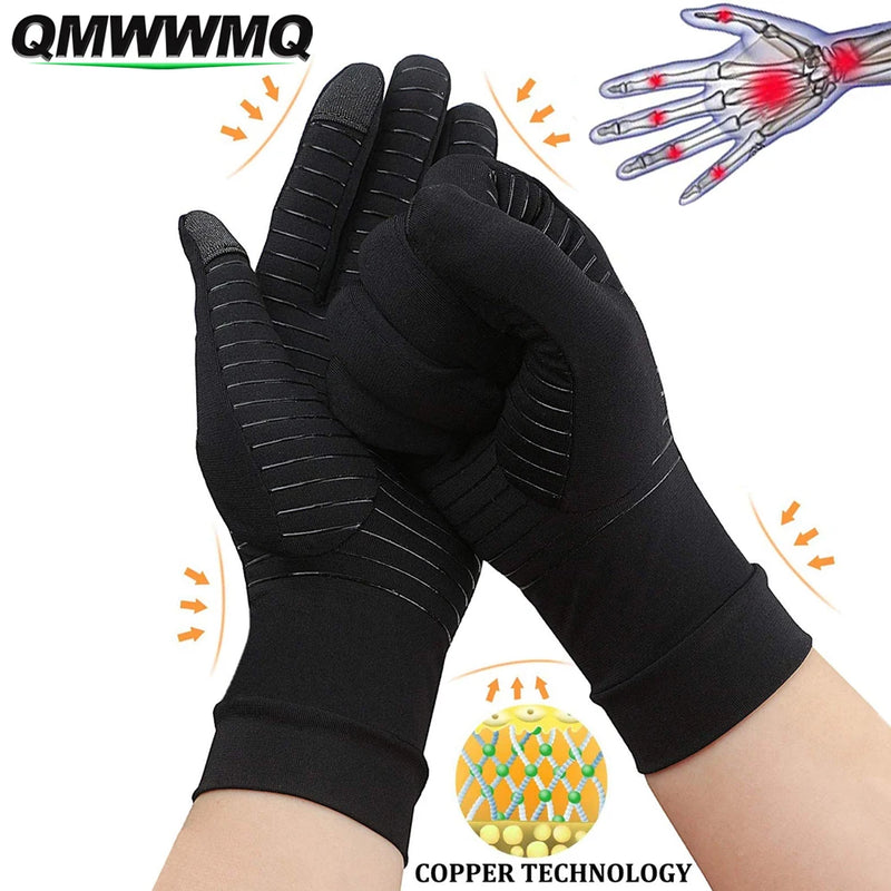 1Pair Copper Arthritis Gloves with Touchscreen Tips, Relief for Hand Pain, Carpal Tunnel, Inflammation,Tendonitis,Joint Swelling