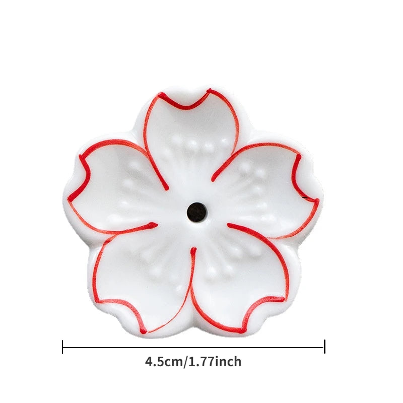 Ceramic Cherry Blossom Incense Burner Home Decor Incense Stick Holder Aromatherapy Office Teahouse Living Room Ornament