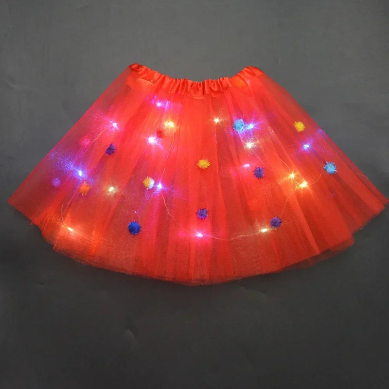 Princess Girl Butterfly Light Fairy Tutu LED Skirt Glow Flower Headband Birthday Gift Fancy Party Christmas Halloween Festival