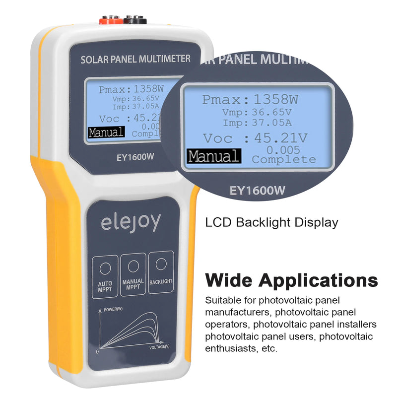 1600W Photovoltaic Panel Multimeter Solar Panel MPPT Tester Open Circuit Voltage Power Point Voltage Current Power Test Meter