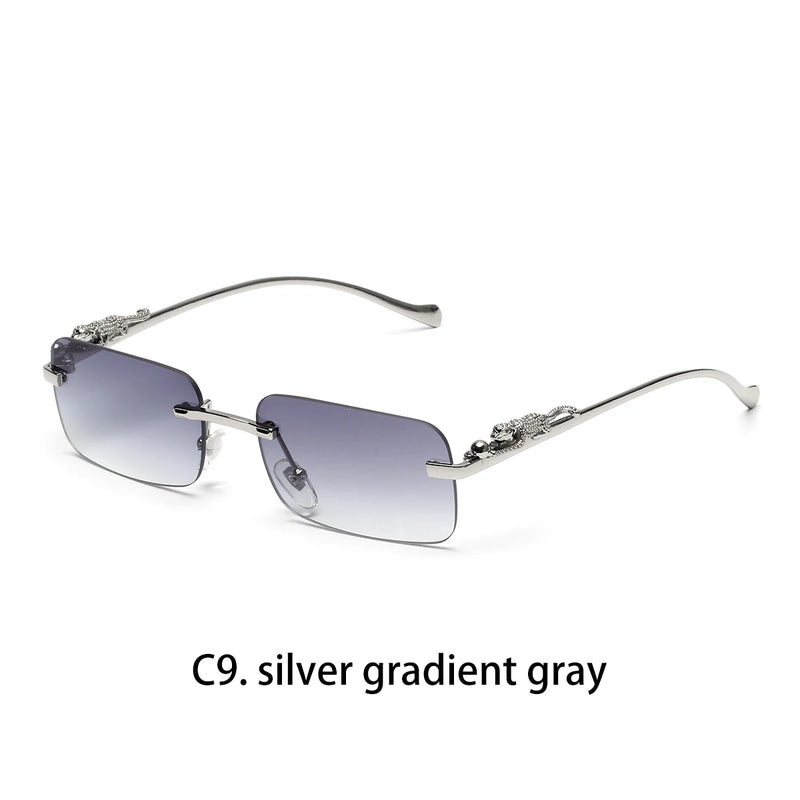 Ruiao rimless sunglasses UV400 fashion square metal glasses for men women designer man's brand sun glasses shades for outdoor