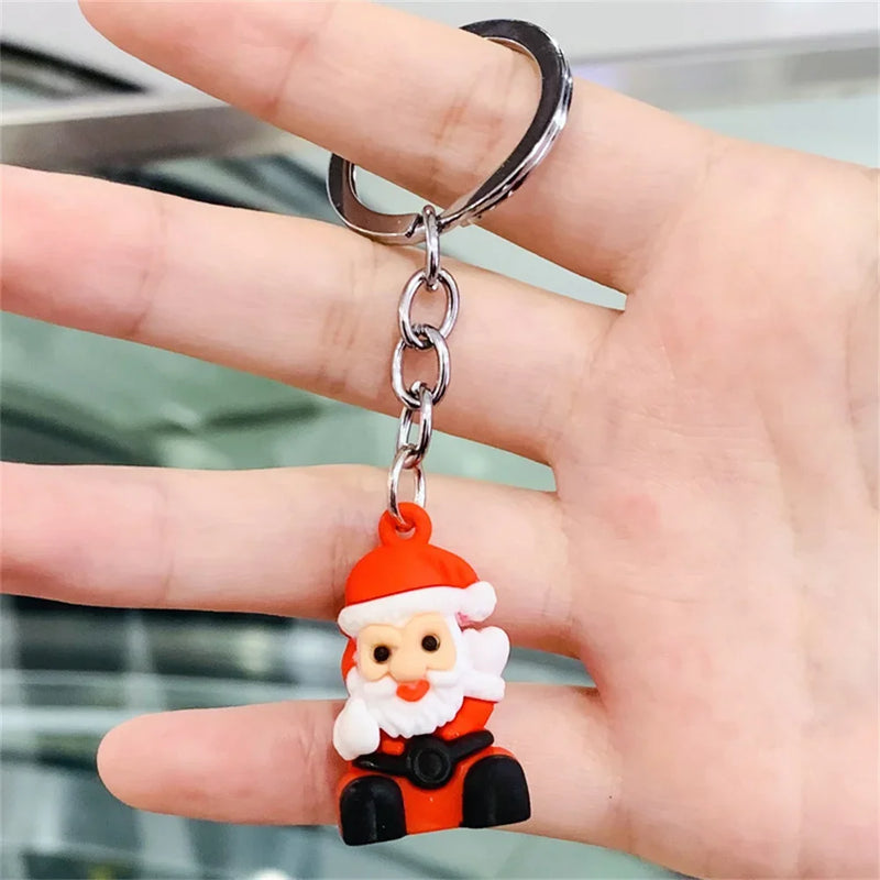 Santa Claus Couple Keychain Cute Cartoon Christmas Car Accessories Backpack Bag Phone Hanger Creative Gift Holiday Decoration