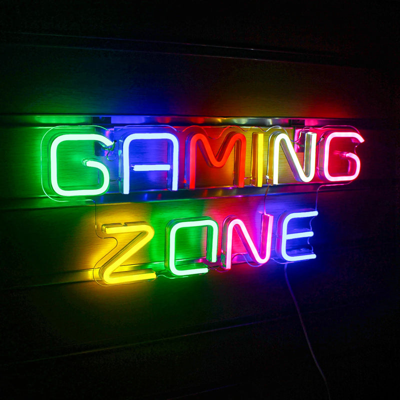 Gaming Zone Neon Led Sign for Wall Decor Game Neon Lights Signs with USB Powered for Game Room Bedroom Gifts Gamer (Multicolour)