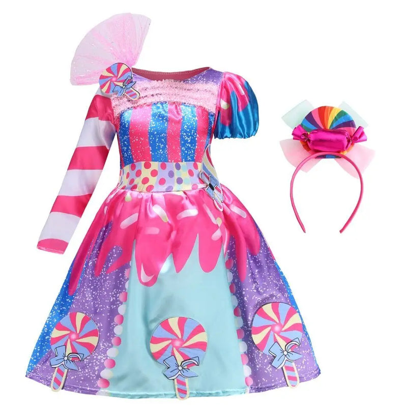 Candy Fairy Costume Girls Lollipop Cosplay Dress Toddler Carnival Purim Rainbow Vestidos Christmas Party Princess Clothing Gown