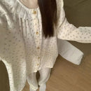Lace Sleepwear Women Pajama Sets Floral Piiama Spring Sets 2 Pieces Korean Long Sleeve Night Wears Sleep Button Ruffle Home Suit