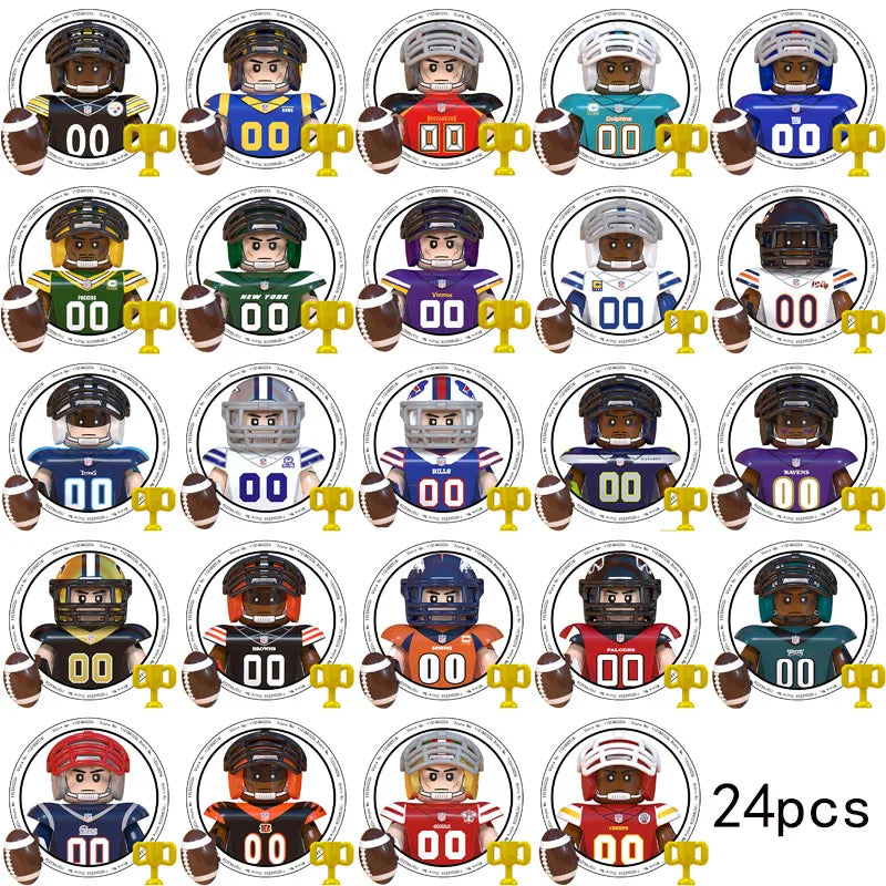 WM6133 Football Rugby Basketball Player NFL Building Blocks Assembled Children's Educational Toys Christmas Gifts