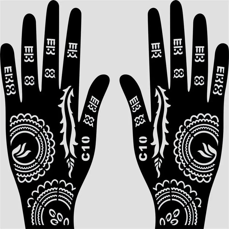 NEW Black Lace Transfer henna Hand Arm Tattoo Henna Stickers Art Temporary Tattoo DIY Painting Body Art Template Tattoo Stencils