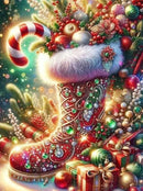 Huacan 5D DIY Diamond Painting Shoes Rhinestones Full Square Round Diamond Mosaic Cartoon Gift Christmas Gift Art Home Decor