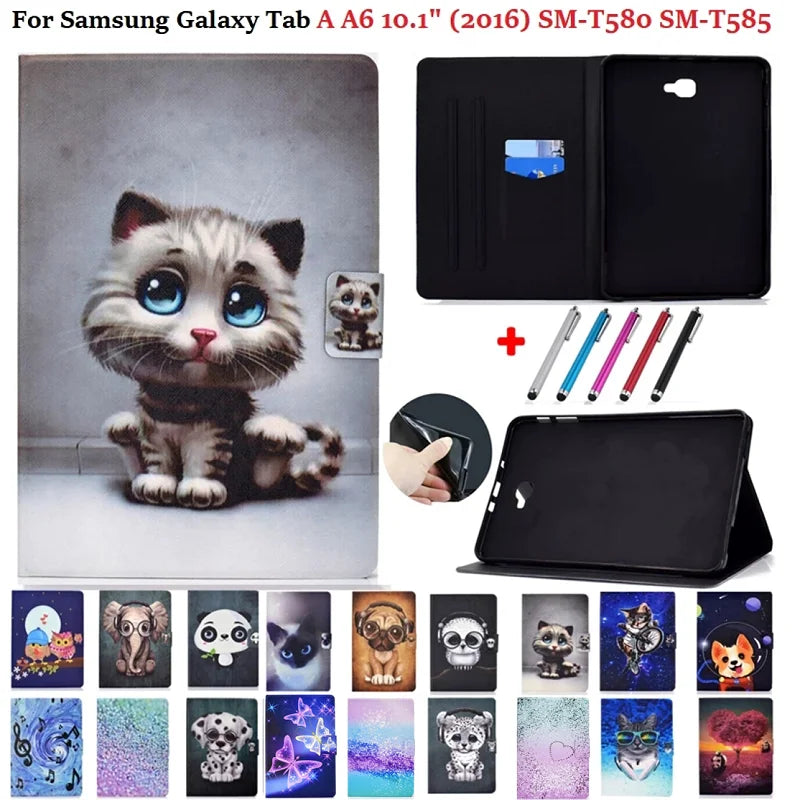 Coque For Samsung Tab A 6 10.1 Case 2016 SM-T580 PU Leather Stand Cover For Samsung Galaxy Tab A A6 10 1 Tablet Cover T585 T580