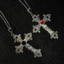 Gothic Big Zircon Cross Necklace Unisex Y2K Irregular Goth Large Cross Pendant Necklaces  for Men Women Couple Necklace Jewelry