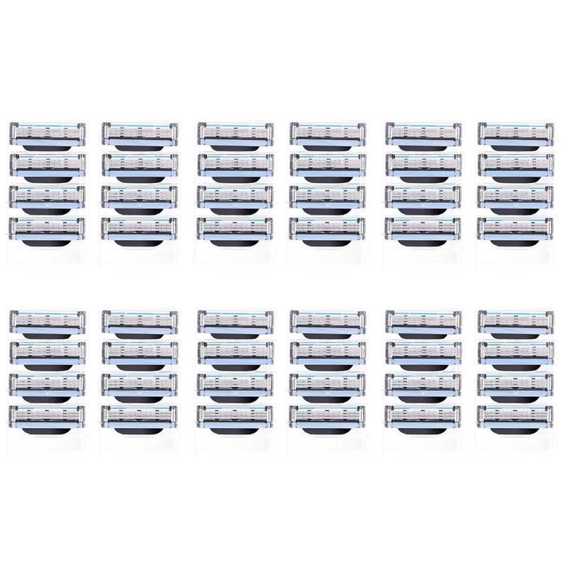 8-48pcs Stainless Steel Shaver Cutting Head 3 Layer Safety Razor for Gillette Mach 3 Replacement Refills Manual Razor Blades Gif