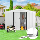 6X8 Ft Outdoor Storage Shed, Metal Shed Kit With Double Doorknobs And Air Vents, Double Sloping Roof Garden Shed, Galvanized