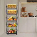 5-Tier Retail Display Rack Black 100kg Total Capacity  Fruit Vegetable Snack Basket for Home, Market/Grocery Use