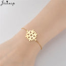 Stainless Steel Plant Charm Bracelet Minimalist Lotus Mandala Leaf Snowflake Bracelets for Women Tree of Life Bangles Jewelry