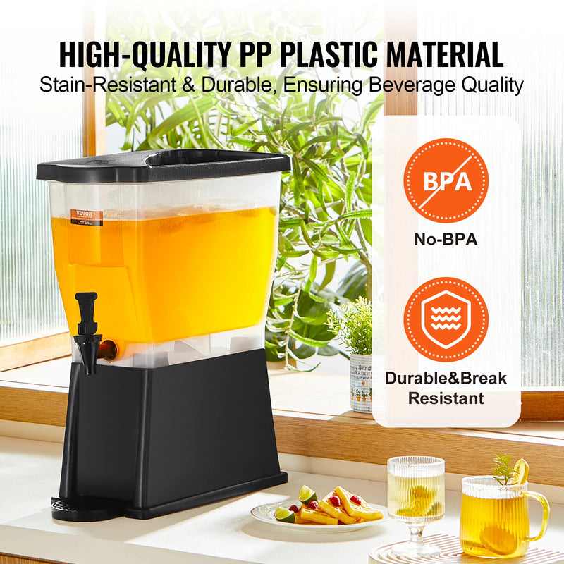 VEVOR Beverage Dispenser 3 Gallon Drink Dispenser for Parties Plastic Juice Dispenser with Stand Spigot Lid Iced Tea Dispenser