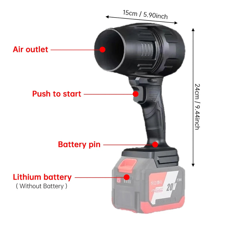 1000W Turbo Fan Violent Air Gun 500g Thrust Stepless Speed High Power Turbofan Leaf Blower Handheld Jet Fan for Makita Battery