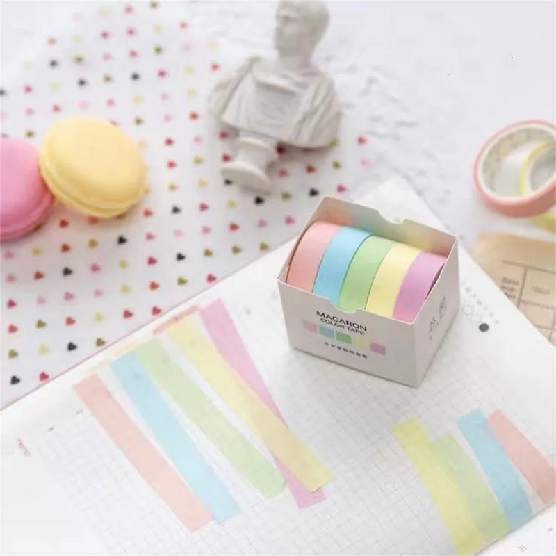 5pcs/box Solid Color Washi Tape Set for DIY Scrapbooking Decor Junk Journal Collage Photo Album Masking Tape Stationery