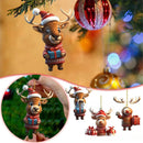 2D Acrylic Cartoon Fawn Christmas Tree Pendant Christmas Cartoon Cute Christmas Hat Fawn Print Easter Decorations