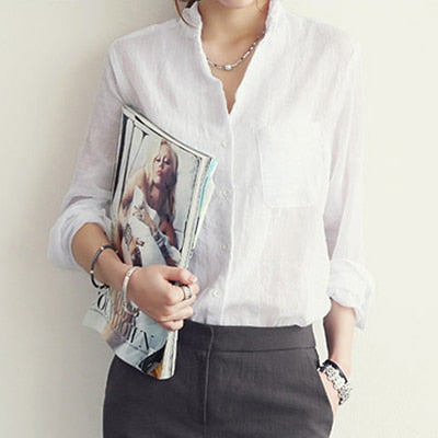 Chemisier Femme Womens Tops Fashion 2022 Summer Linen White Shirt Women Long Sleeve Blouse Korean Woman Clothes Roupas Femininas