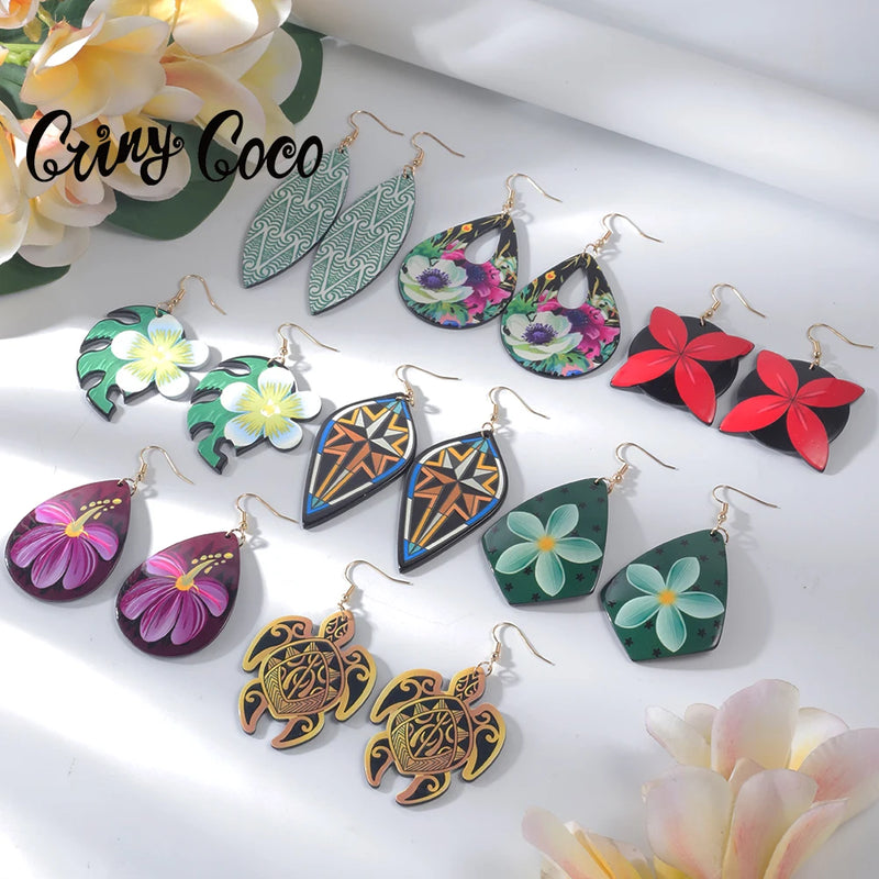Cring Coco New in Earrings Hawaiian Acrylic Earring Woman New Zealand Fashion Tortoise Earings Drop Earring Jewelry for Women